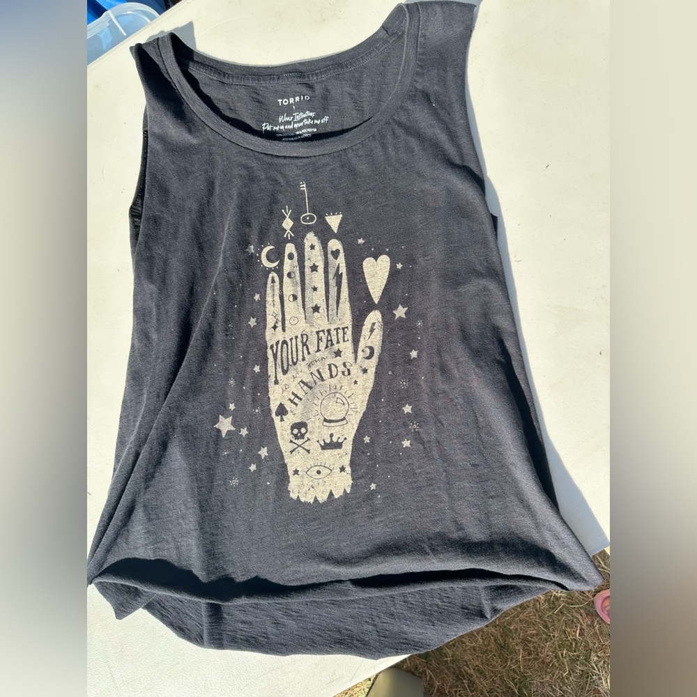 Torrid Slub Knit Graphic Sleeveless Tee ‘Your Fate Is In Your Hands’ Size 1